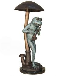 Saxophon spielender Bronze-Frosch