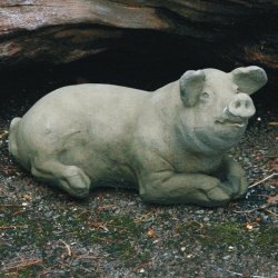 Garten-Figur Schwein - aufmerksam