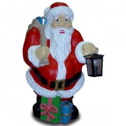 Deko - Figur Weihnachstmann mit zwei Geschenken und Laterne