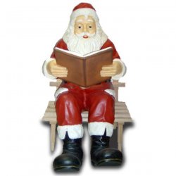 Weihnachts - Figur Lesender Weihnachtsmann sitzt auf Stuhl