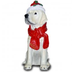 Weihnachts - Deko Sitzender Labrador mit Weihnachtsmütze