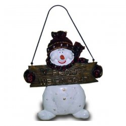 Weihnachts - Figur Schneemann mit Sternen und Schild