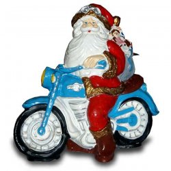 Weihnachts - Deko Weihnachtsmann sitzt auf Motorrad