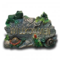 Deko - Schild Willkommen, Schildkröte, Schnecke, Frosch