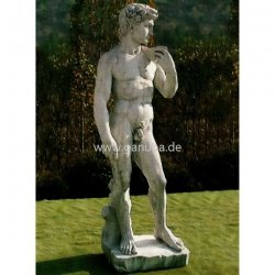 Weiße Gartenfigur Steinguss-Statue - David von Michelangelo - gross