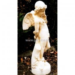 Weiße Gartenfigur Steinguss-Engel