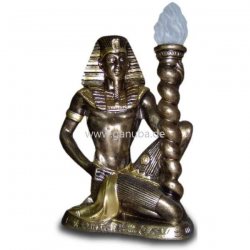 Deko - Figur Knieender Pharao mit Fackel - Lampe