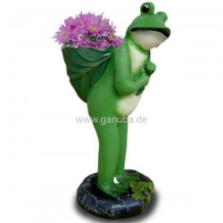 Tier - Figur Frosch trägt Blatt mit Blumen