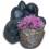 Dekorations - Figur Schmusende Maulwürfe vor Blumenkorb