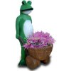 Skulptur Frosch schiebt Blumenko...